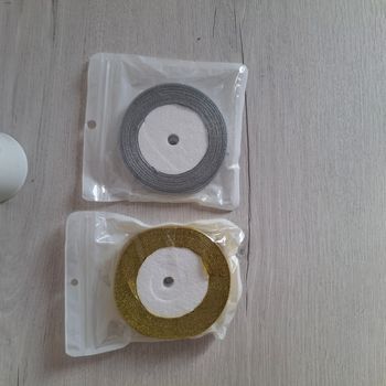 Lot de 2 rouleaux de ruban pailletés doré et argent pour loisirs créatifs - DIY - Cadeaux