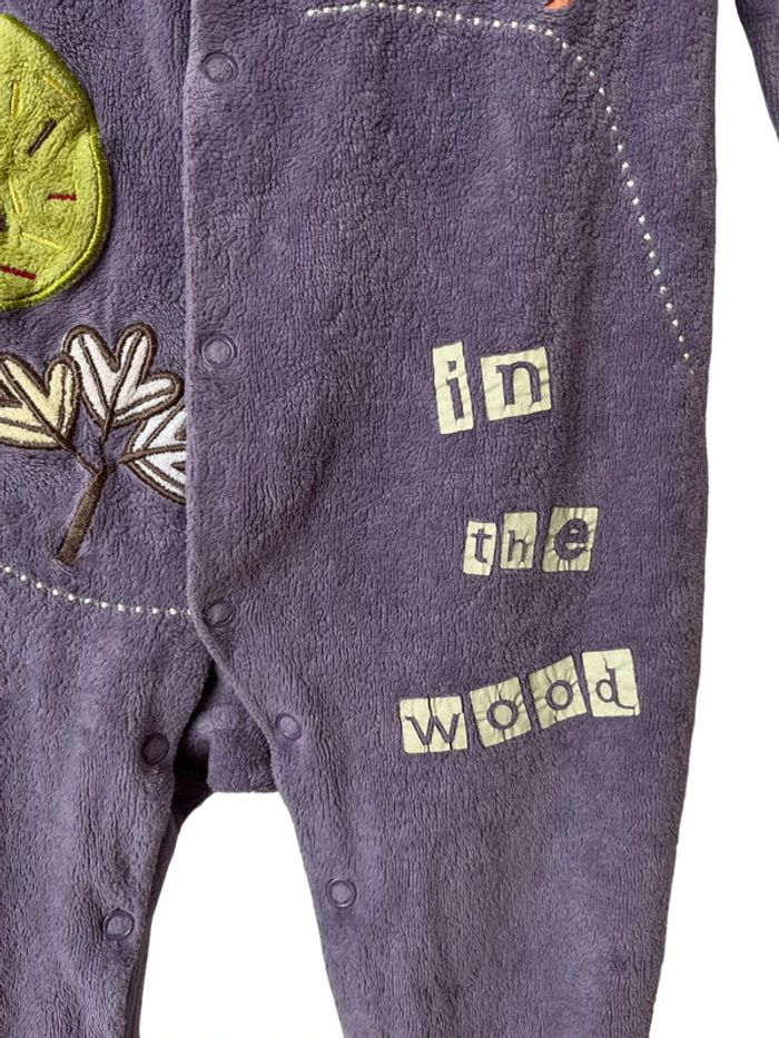 Pyjama velours violet (loup et arbres) - In Extenso 12 mois (80cm) - photo numéro 3