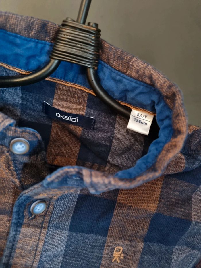 Chemise à carreaux bleue et marron - photo numéro 2
