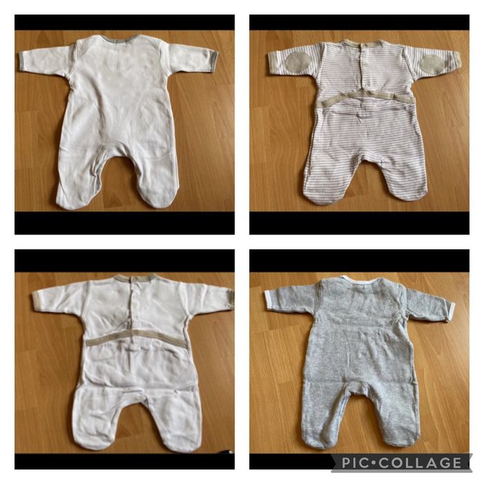 Lot de 4 pyjamas/grenouillères d’été T. naissance garçon TBE - photo numéro 2