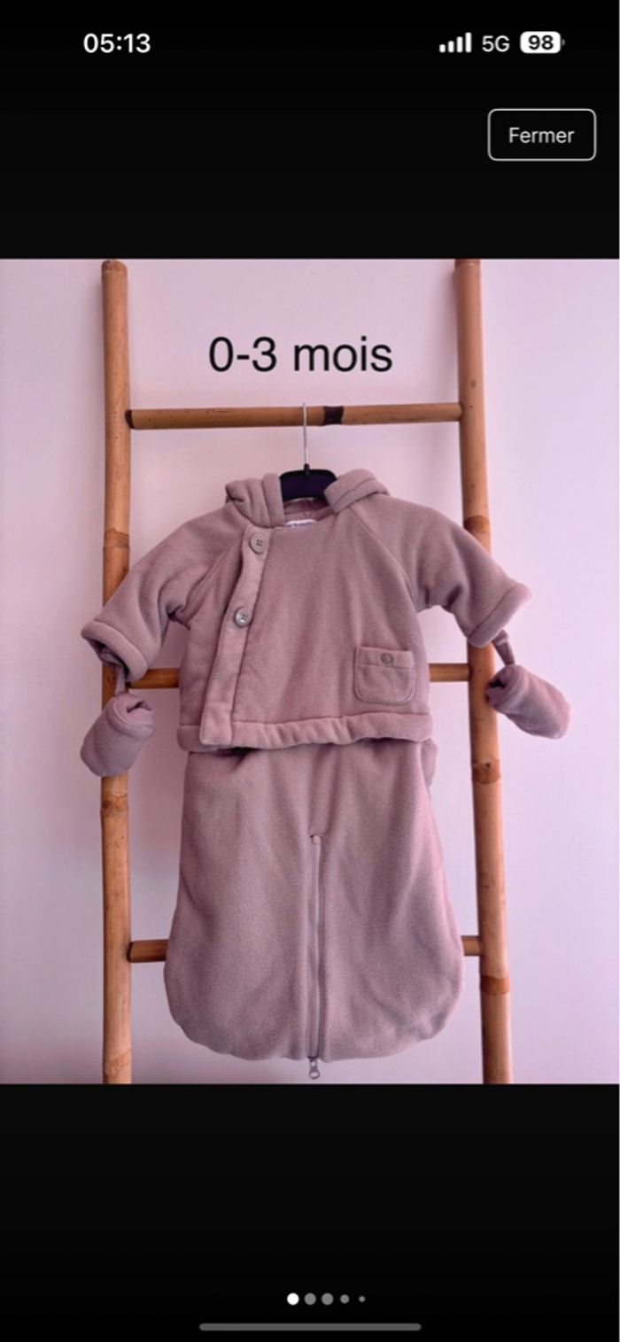 Lot 0/3 mois combinaison hiver + legging - photo numéro 2