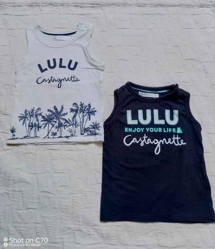 Lulu castagnette 2 débardeurs marcels18 mois