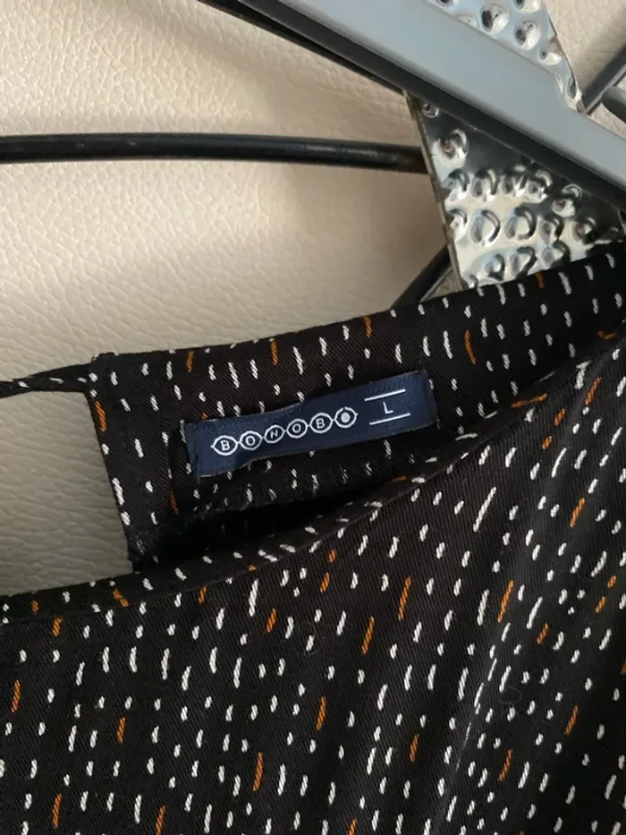 Superbe robe légère bonobo manches 3/4 noire et caramel très joli dos taille L /40 en parfait état - photo numéro 2