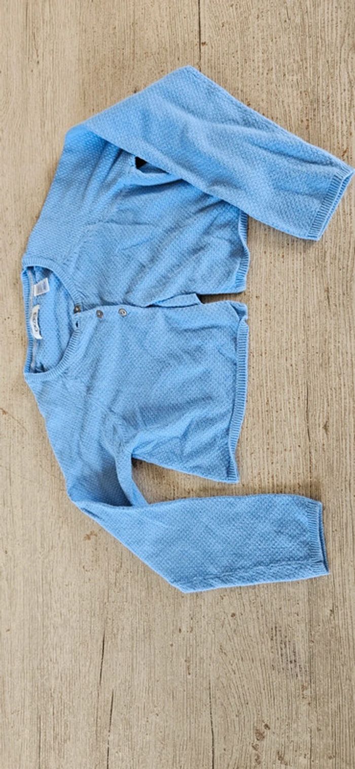 Gilet blaeu clair, court, à manches longues, Okaïdi, 6 ans,nickel - photo numéro 3