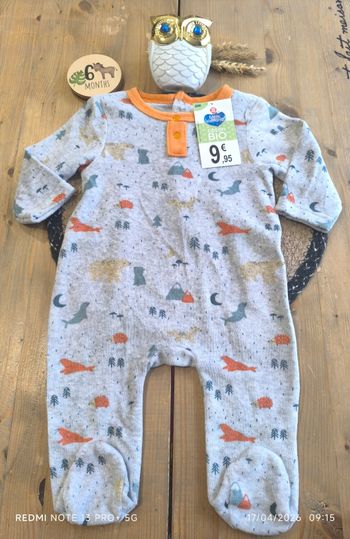 Pyjama velours 6 mois Mot d'enfants NEUF 