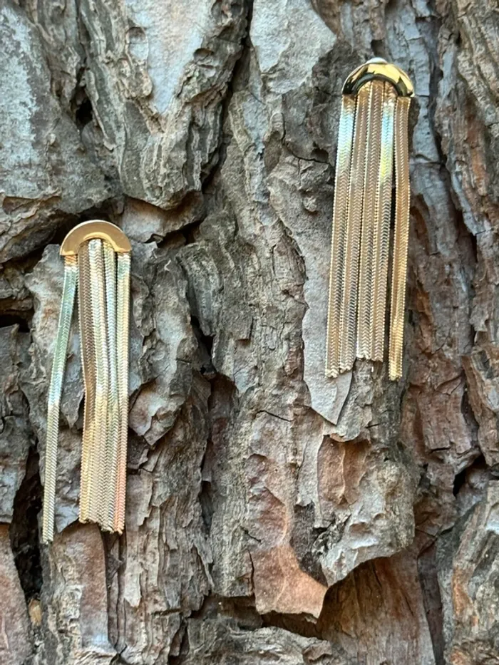 Longues boucles d’oreilles chaînes épaisses pont acier inoxydable argent - photo numéro 6