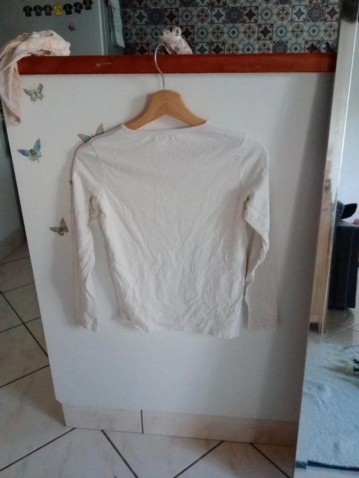 T-shirt manches longues fille 12 ans blanc a message c76 - photo numéro 4