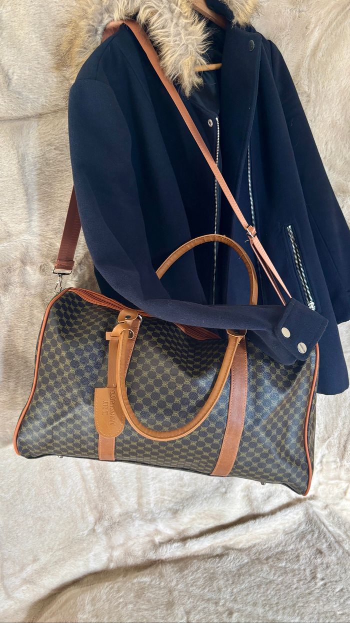 Sac de voyage neuf marron noir élégant grande capacité look luxe neuf tendance coup de cœur