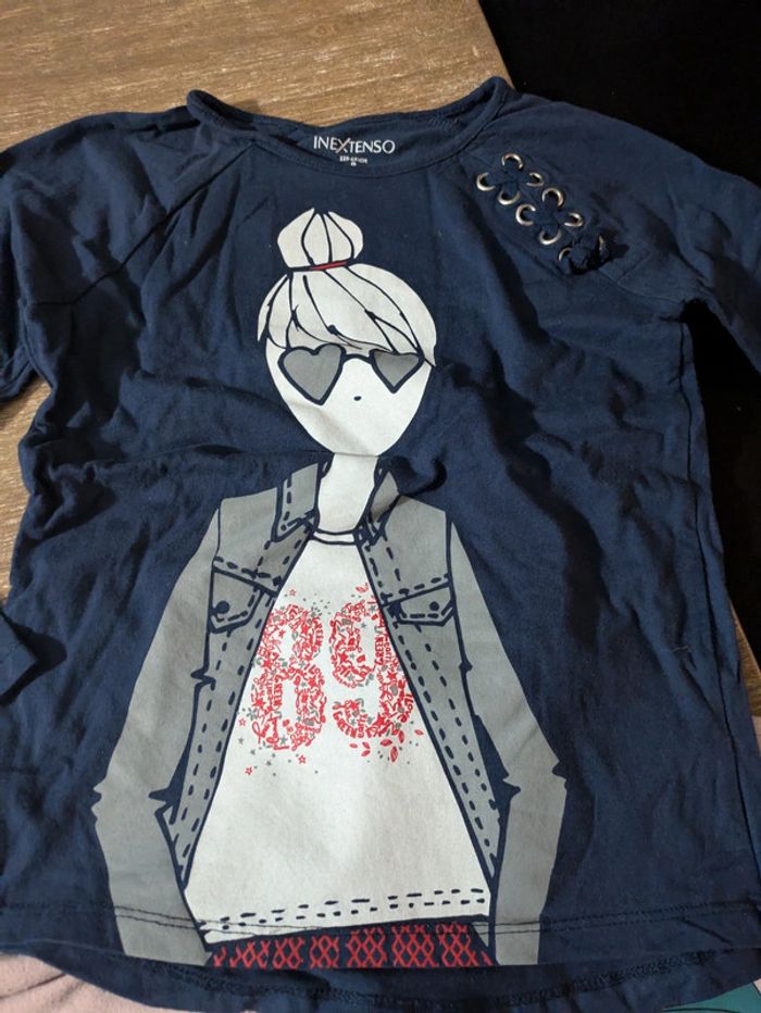 Lot.tqhirts manches longues 8 ans bleu lacet kawaii poupée manga girly - photo numéro 4