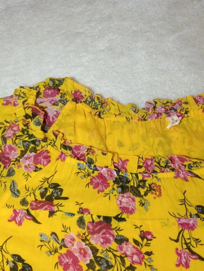 Robe bobo chic Rhum Raisin T3 jaune fleuri épaules dénudées 100% coton - photo numéro 9