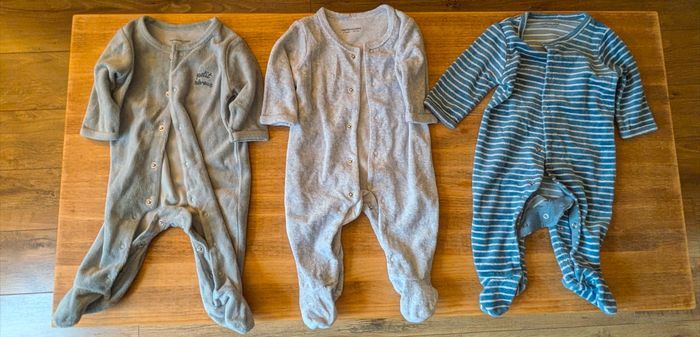 Lot de 3 pyjamas bébé mixte en velours - photo numéro 2