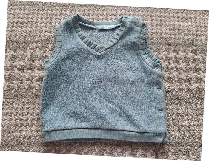 Pull sans manche chaud obaibi bleu 12 mois