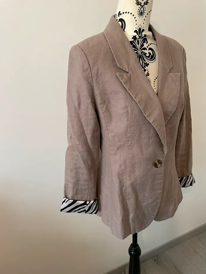 Veste / Blazer Morgan en lin à rayures zèbre - Taille 38 - photo numéro 2