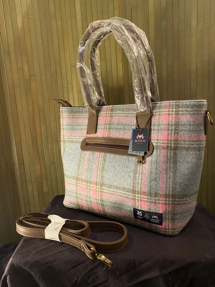 Sac Cabas Moon & National Trust - Tweed Laine Rose/Bleu Écossais - Neuf - photo numéro 7