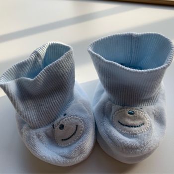 Chaussons velours 0-1 mois bleu