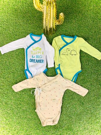 Lot de 3 bodies manches longues 1 mois