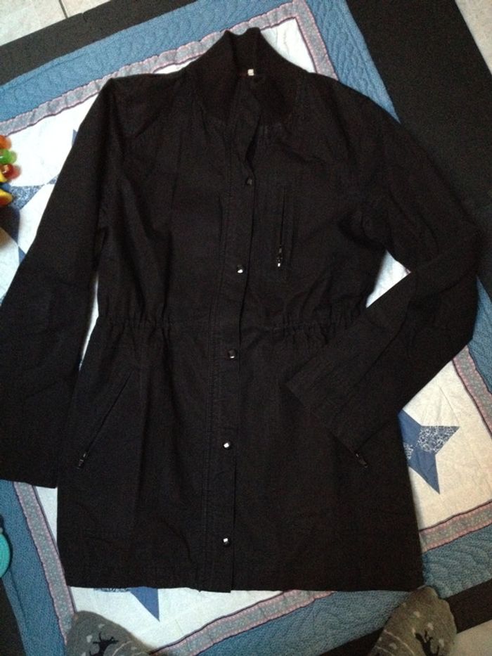Manteau noir mi long sportwear