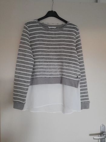 Joli pull léger gris & blanc à rayure avec effet chemise Only taille M