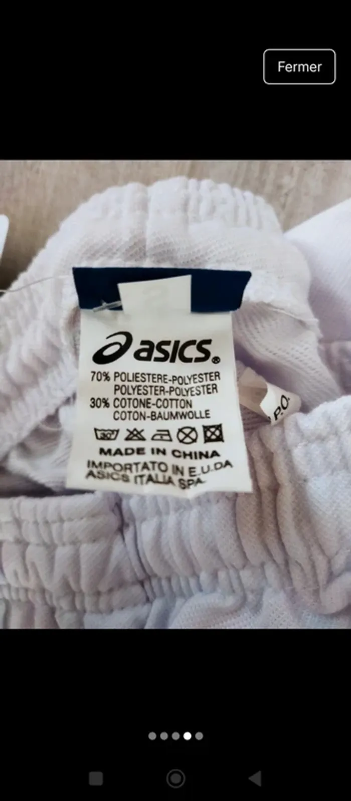 Pantalon jogging homme sport Asics blanc neuf - photo numéro 4