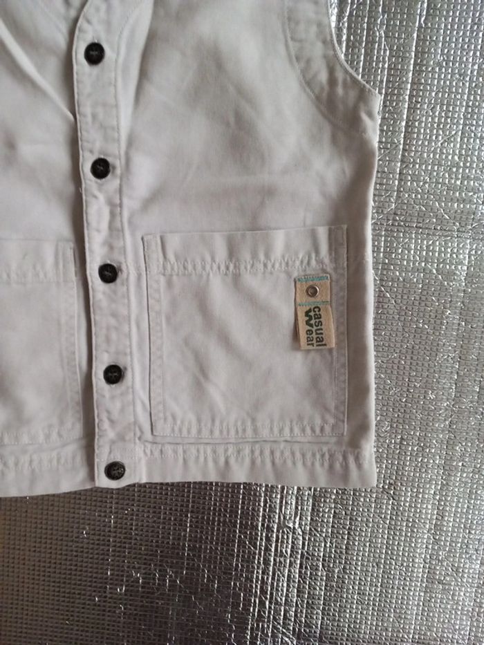 Gilet coton lin 8ans Okaidi beige - photo numéro 4