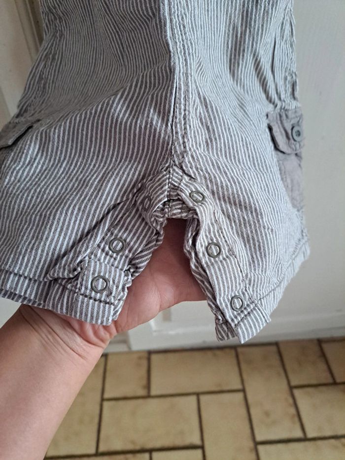 Salopette short à rayure marron 23mois - photo numéro 4