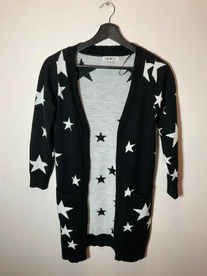 Long gilet chaud noir et blanc pour fille Newco taille 12 ans