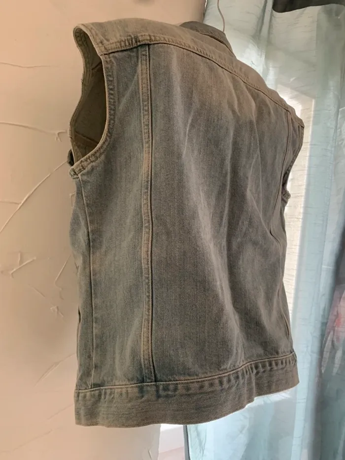 Veste jean vintage sans manches taille M - photo numéro 7