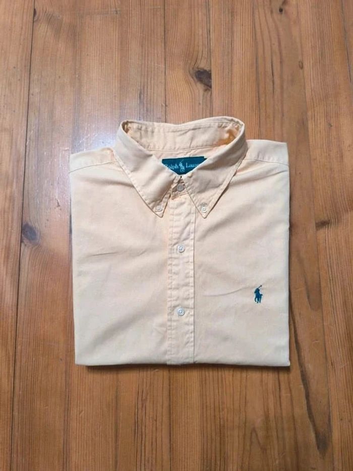 Chemise manches longues - Ralph Lauren - Classic Fit - Logo brodé marine - Jaune - Taille XL - photo numéro 2