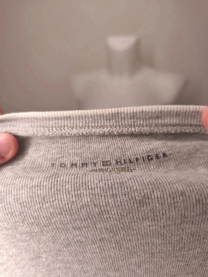 Pull col V Tommy Hilfiger Femme Taille L Gris - photo numéro 6