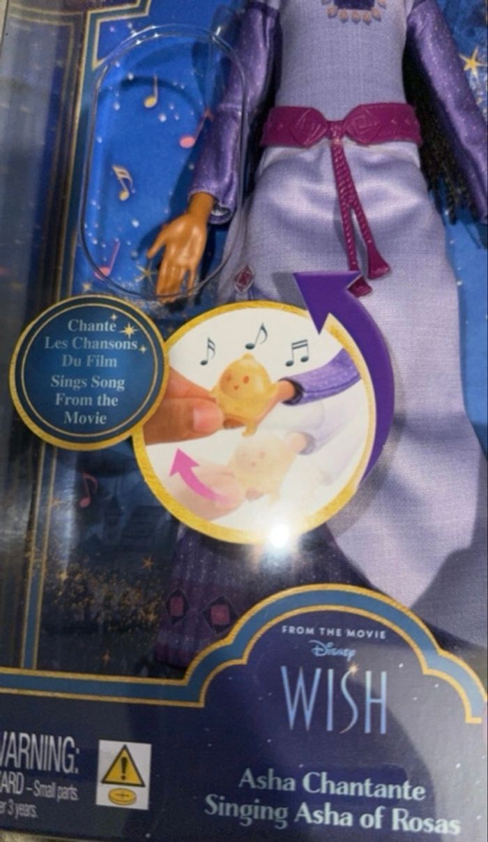 Mattel Disney Wish Poupée Articulée Asha De Rosas Chanteuse Avec Figurine Star, Tenue Amovible - photo numéro 2