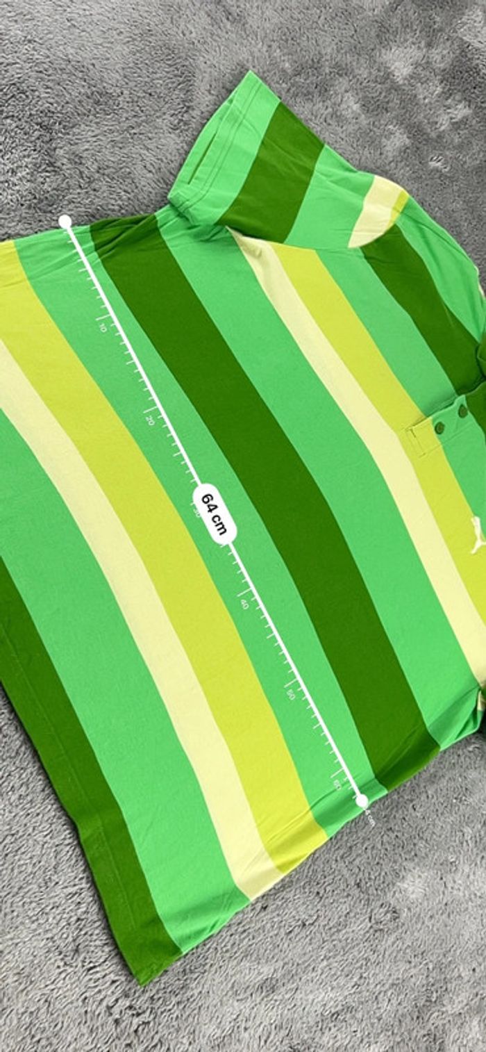 Polo rayé Puma vert et jaune – Taille XXL - photo numéro 5