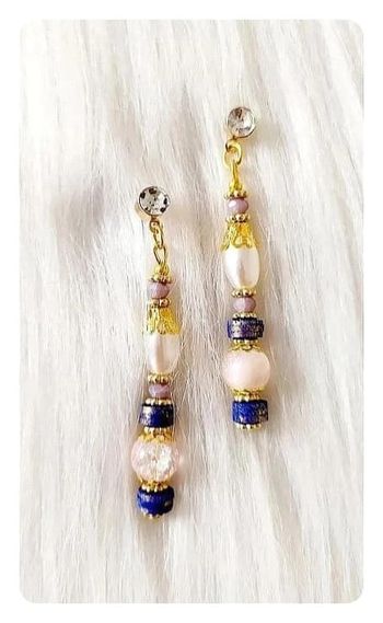 Boucles d'oreilles pendantes avec perles style rétro vintage chic