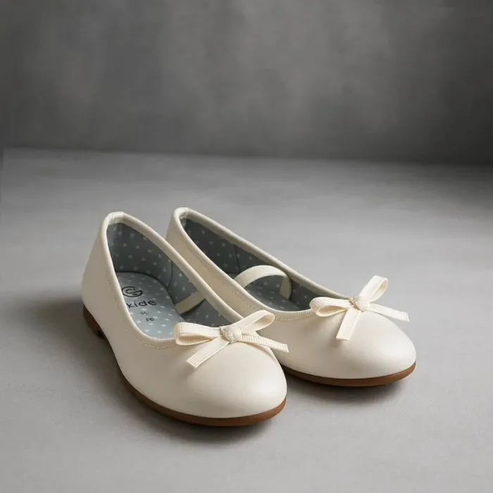 Ballerines blanches fille avec nœud – pointure 28
