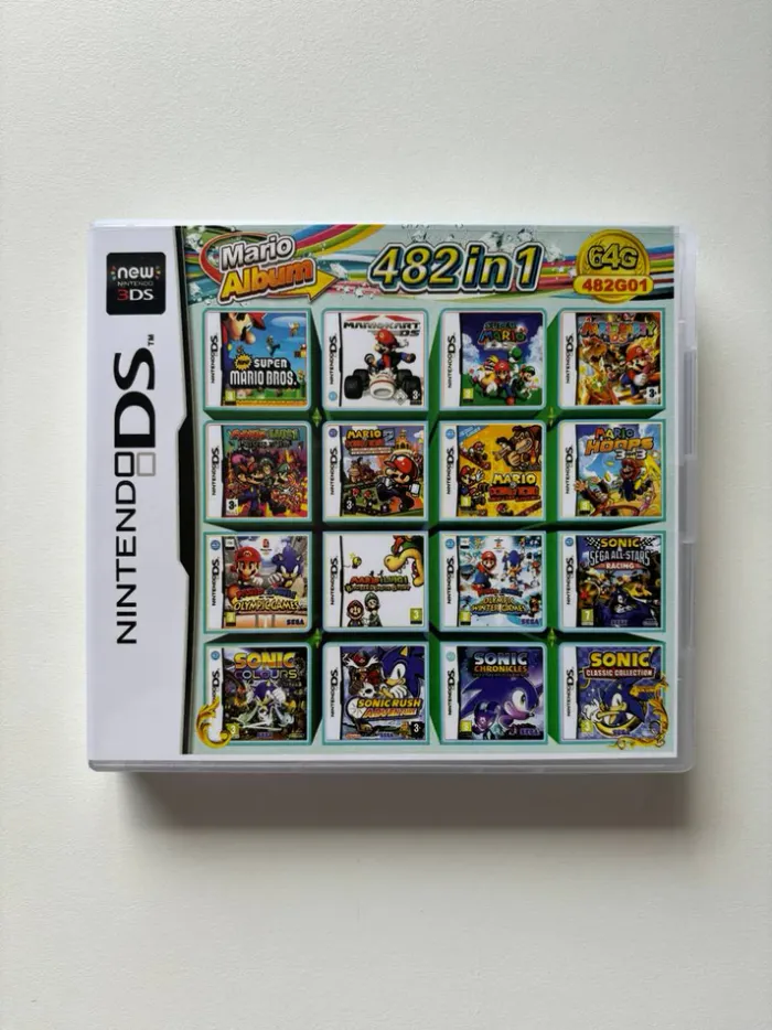 Cartouche de jeu 3DS Mario - 482 en 1 - Multi-plateforme - Supporte NDS/NDSi/3DS - Version en boîte