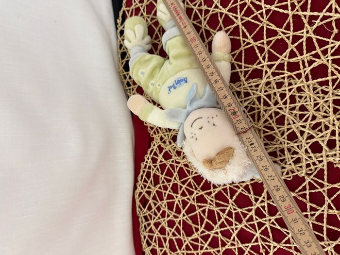 Doudou poupée lutin garçon esquimau vert bleu col pétale BABY NAT - photo numéro 4