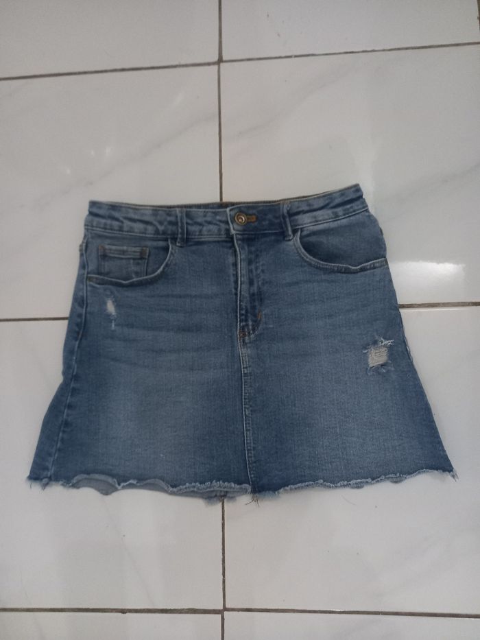 Jupe jen fille zara taille 11/12 ans couleur bleu clair en coton poches devant et arriere - photo numéro 9