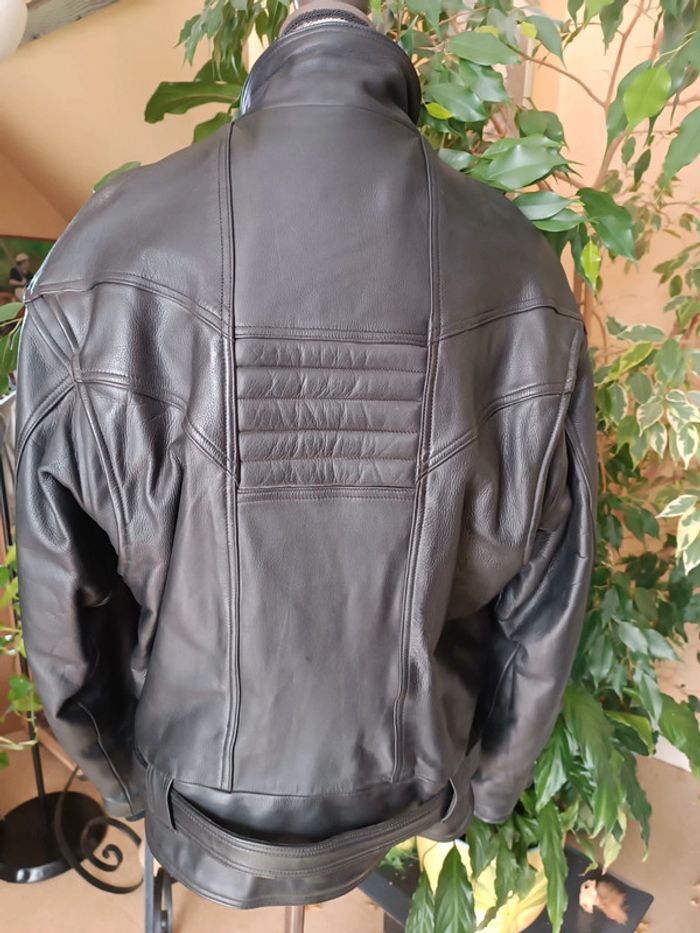 Blouson moto noir en cuir - photo numéro 4
