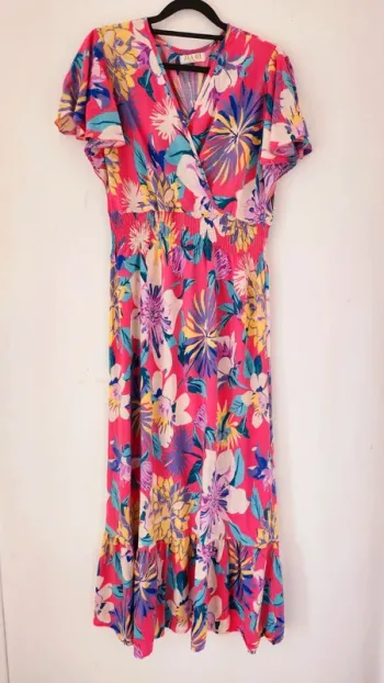 Robe rose fleurs XL