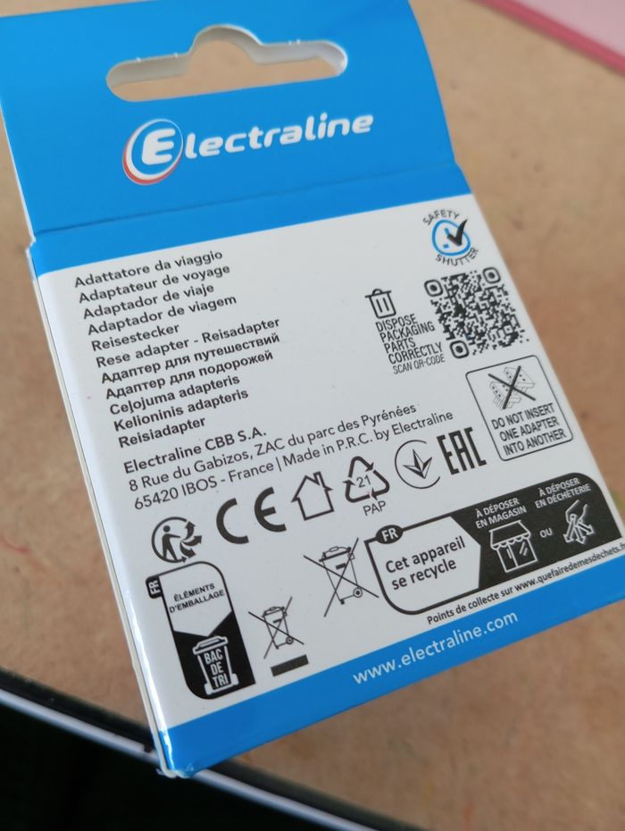 Adaptateur prise France royaume uni - photo numéro 3