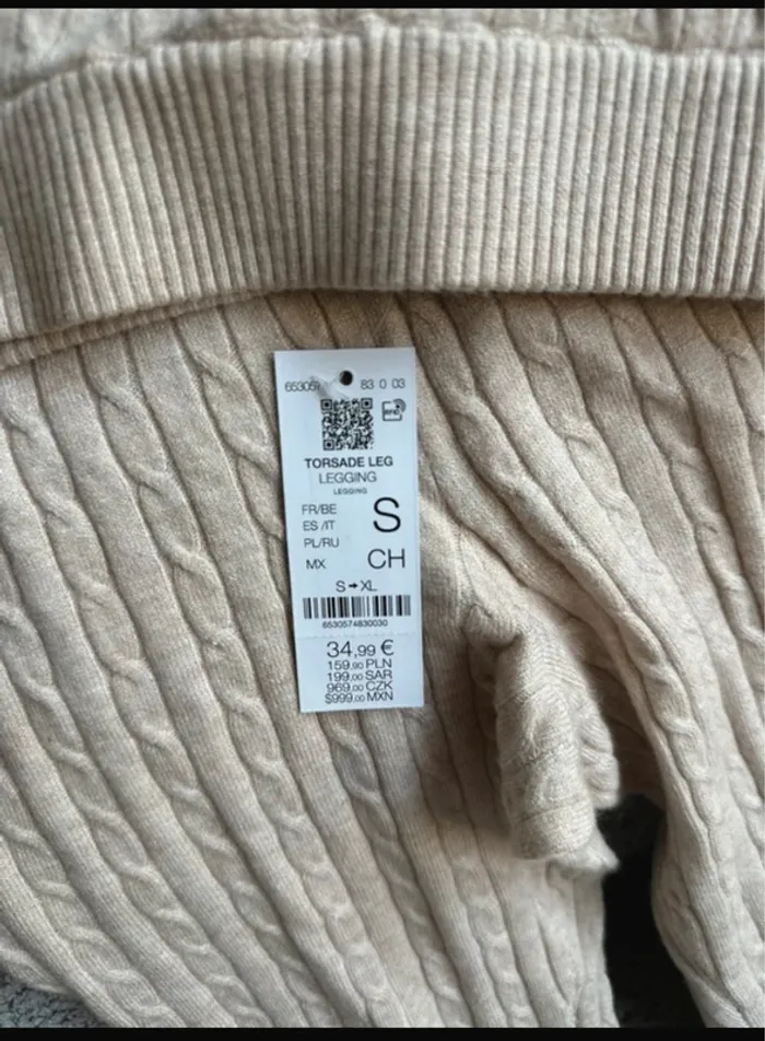 Legging chaud torsadée beige crème Etam neuf - photo numéro 3