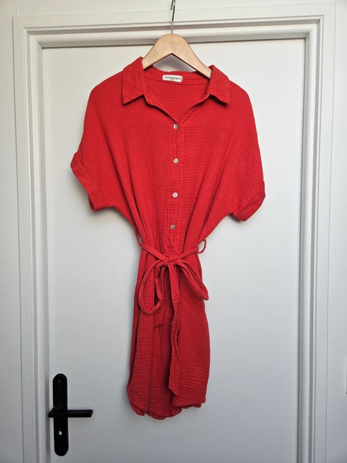 Robe rouge gaze de coton Ikoone & Bianka - photo numéro 5