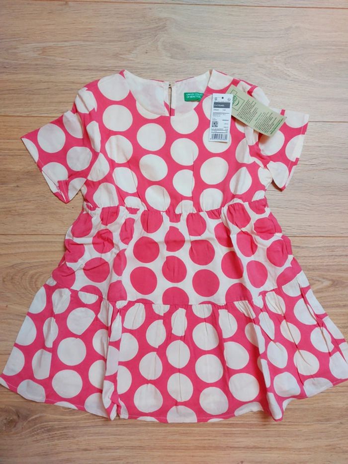 Robe manches courtes à pois Benetton 3-4 ans