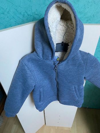 Sweat-shirt fermeture zip à capuche doublé fourrure