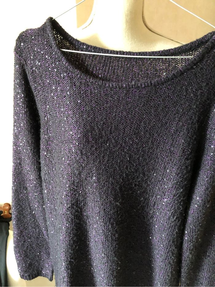 Pull long sequins violet taille 40 - photo numéro 2