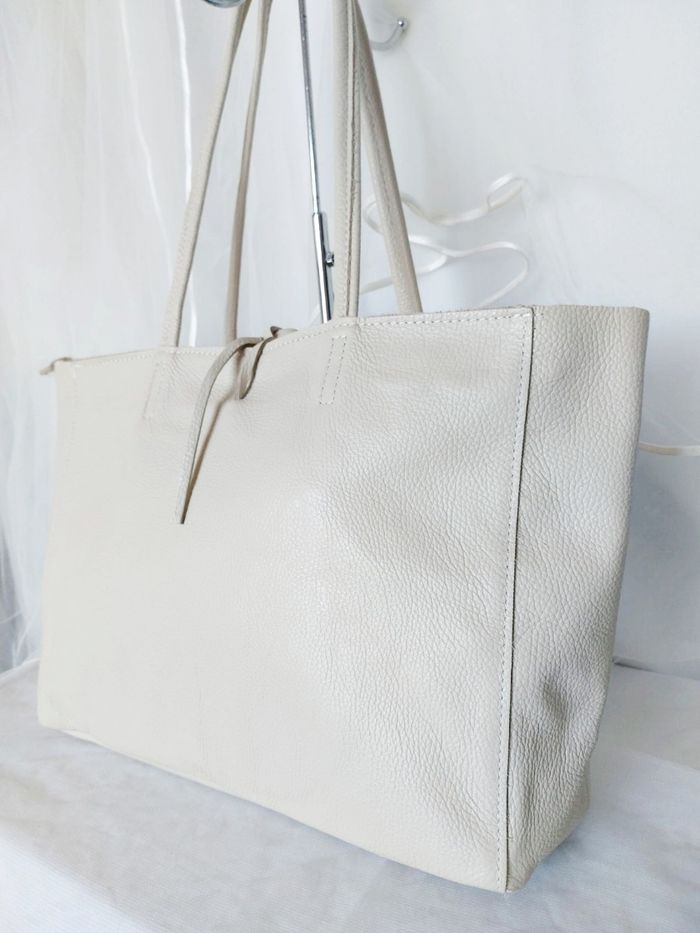 Grand sac A4 cuir beige urbain chic kevim - photo numéro 8