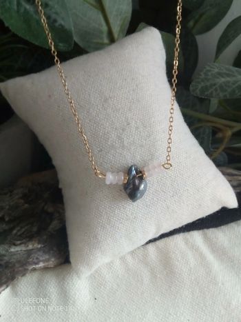 Collier perle de culture d'eau douce et quartz rose