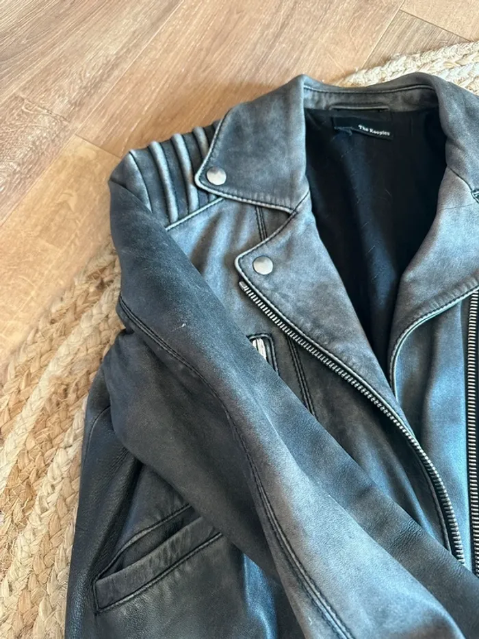 Perfecto cuir The Kooples gris noir taille 36 - photo numéro 6