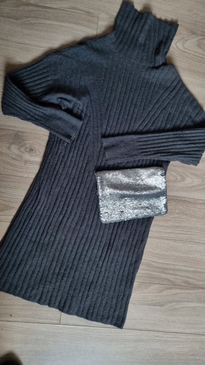Pochette MAJE grise avec sequins sympa 28 cm Hauteur - photo numéro 12