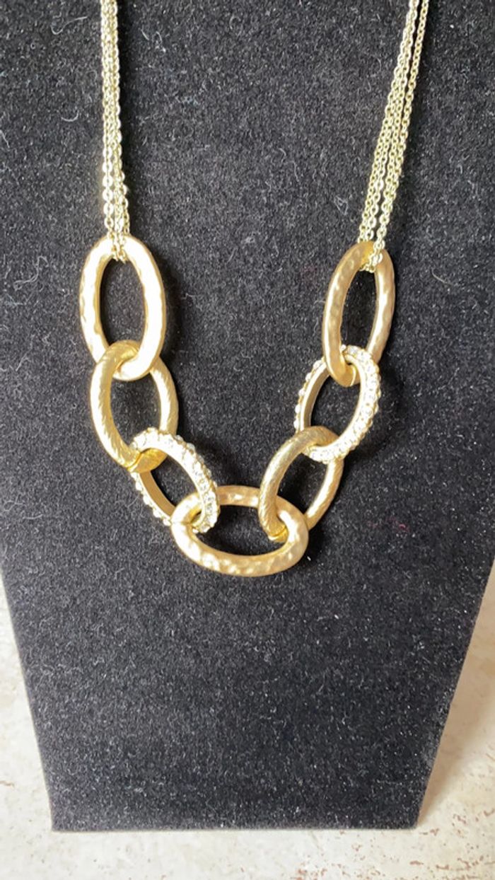 Parure collier et bracelet fantaisie chaîne dorée et strass - photo numéro 3