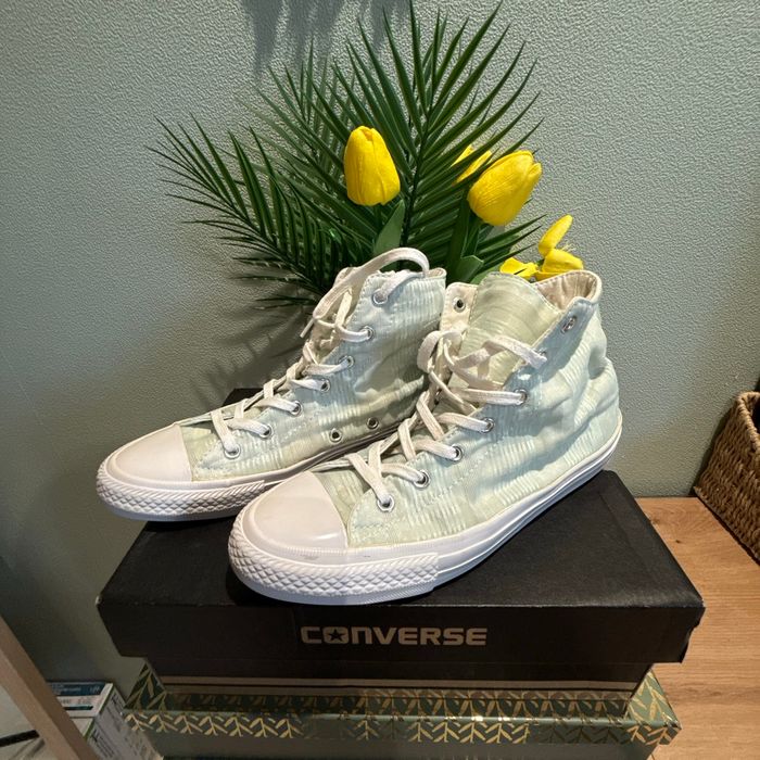 Jolies baskets en toile, vert, menthe, femme 38